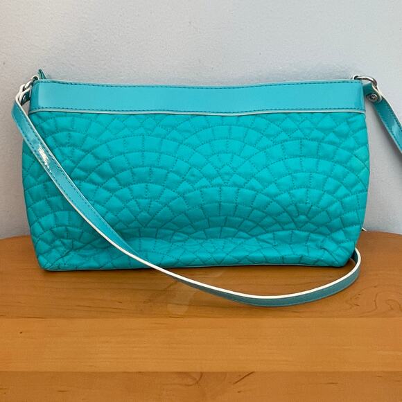 Vera Bradley Vintage Cest la Vie Crossbody Womens Turquoise Quilted Y2K Bag - Picture 6 of 10